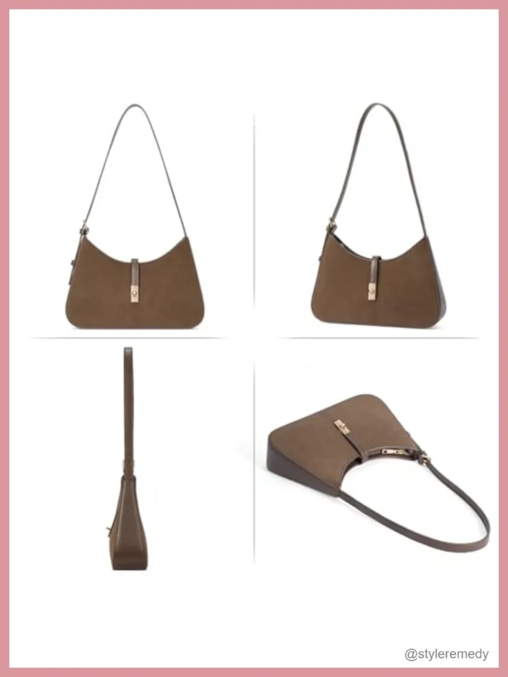 CLUCI Suede Crescent Hobo Bag Women's Shoulder Purse Adjustable Strap